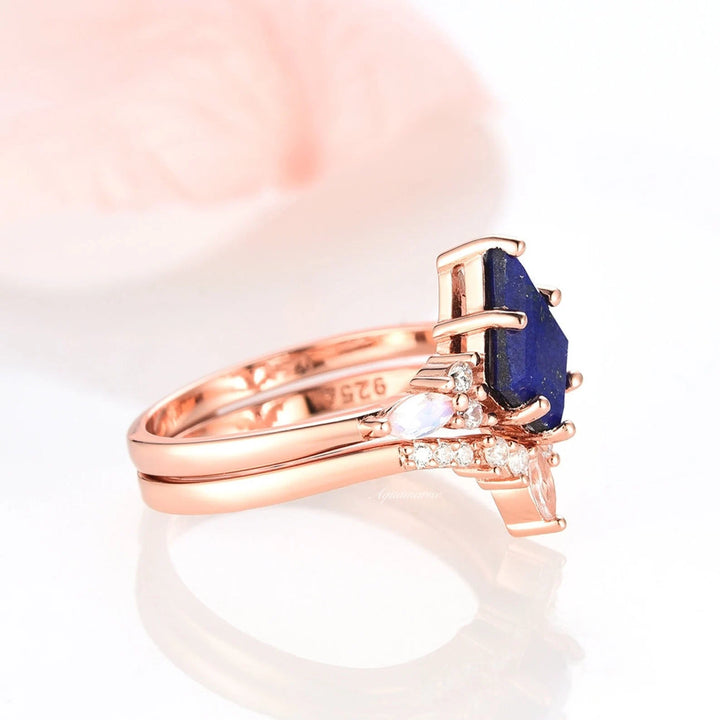 Skye Blue Lapis Lazuli & Moonstone Couples Ring