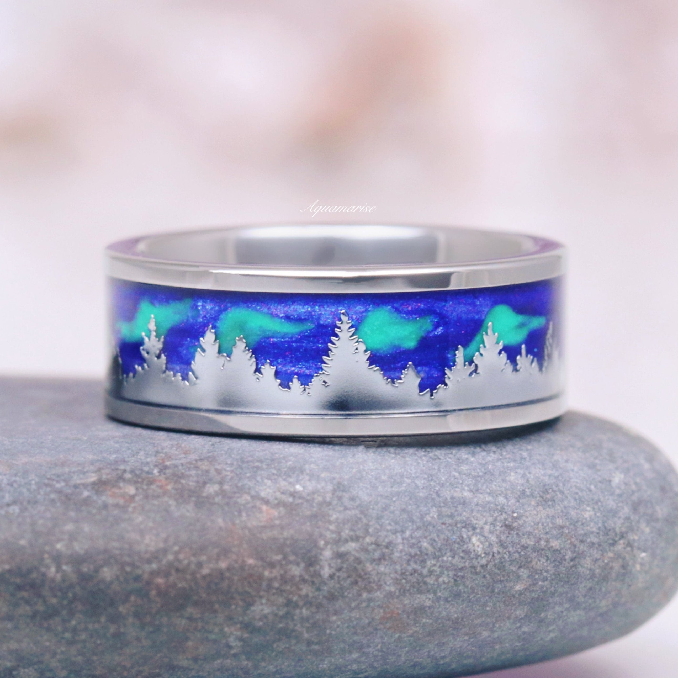 Aurora Borealis 4 Sottobicchieri – Northern Lights Stars Trees – Regalo Originale #8579