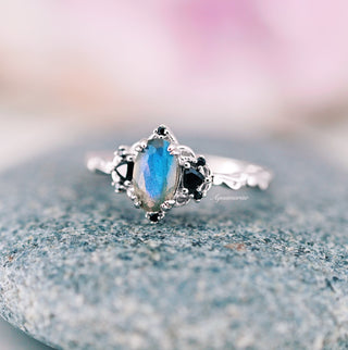 Esme Labradorite & Black Onyx Ring in Sterling Silver