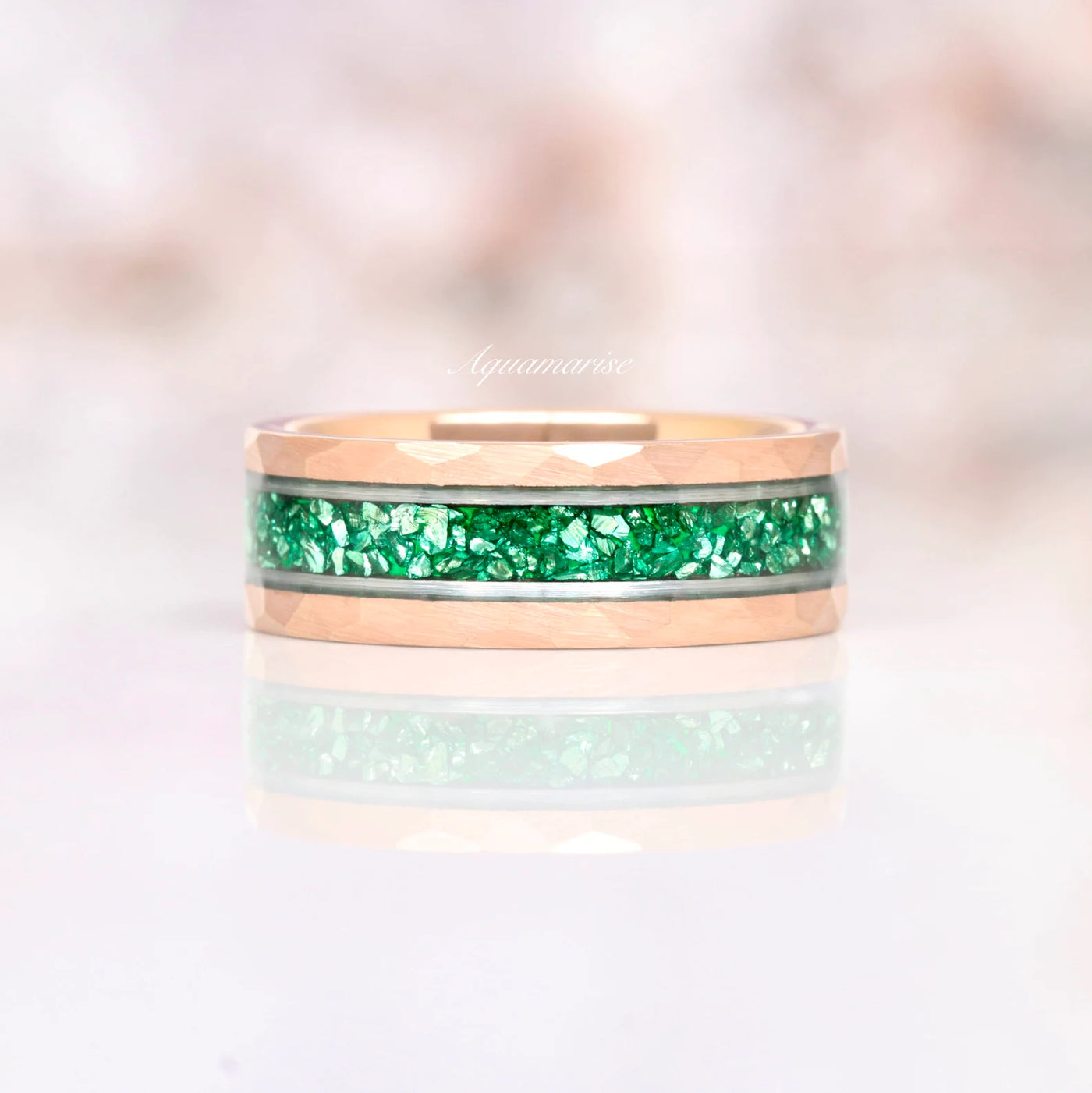 Skye Kite Emerald Couples Ring Set- His and Hers Wedding Band