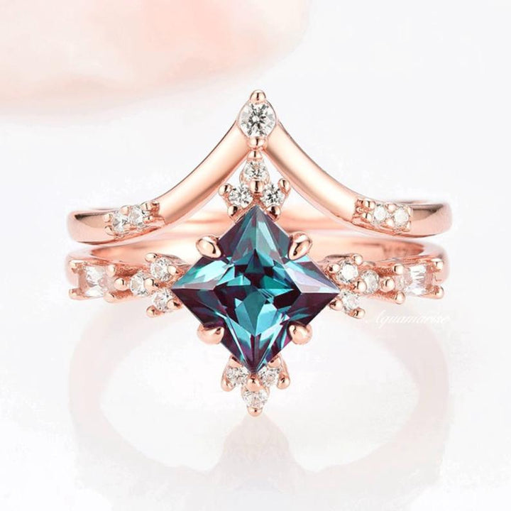 Alexandrite Ring Set- 14K Rose Gold Vermeil