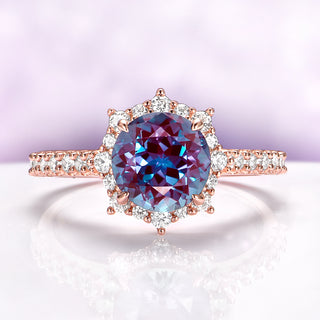 Aster Alexandrite Engagement Ring in 14K Rose Gold Vermeil
