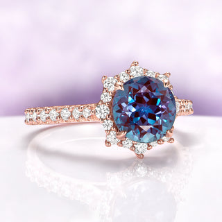 Aster Alexandrite Engagement Ring in 14K Rose Gold Vermeil