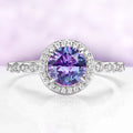 Alexandrite Halo Ring in Sterling Silver