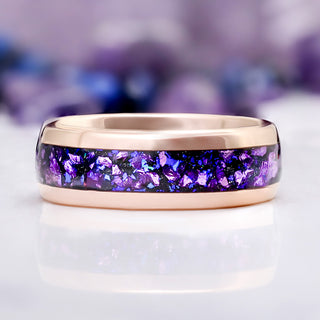 Amethyst & Galaxy Fire Opal Couples Ring Set