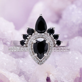 Amy Pear Black Onyx Ring Set in Sterling Silver
