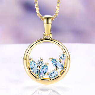 Aquamarine Cluster Necklace in 14K Yellow Gold Vermeil