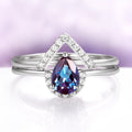 Aria Teardrop Alexandrite Stacking Ring Set in Sterling Silver