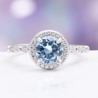 Art Deco Aquamarine Engagement Ring in Sterling Silver by Aquamarise, side profile view