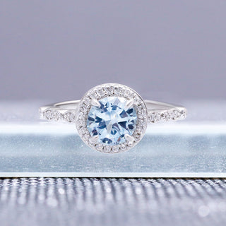 Art Deco Aquamarine Engagement Ring in Sterling Silver by Aquamarise, close-up detail