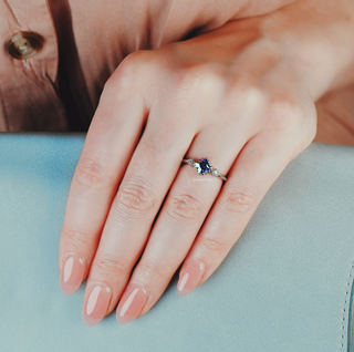 Art Deco Sapphire Ring | Sterling Silver Vintage Sapphire Ring