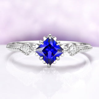 Art Deco Sapphire Ring | Sterling Silver Vintage Sapphire Ring