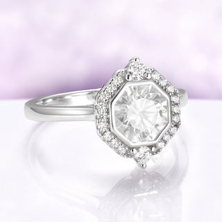Asscher Lab Diamond Engagement Ring in 14K White Gold (IGI Certified)