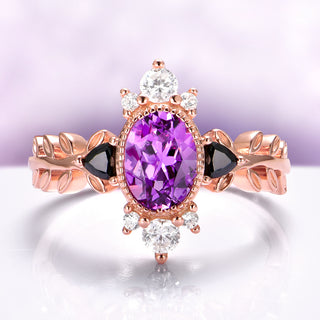 Aurelia Amethyst & Black Onyx Ring in 14K Rose Gold Vermeil