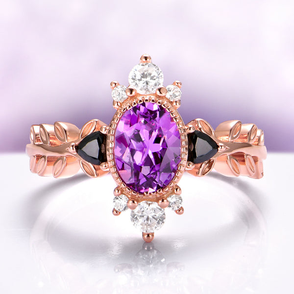 Amethyst & Black Onyx Ring | Rose Gold Vermeil – Aquamarise