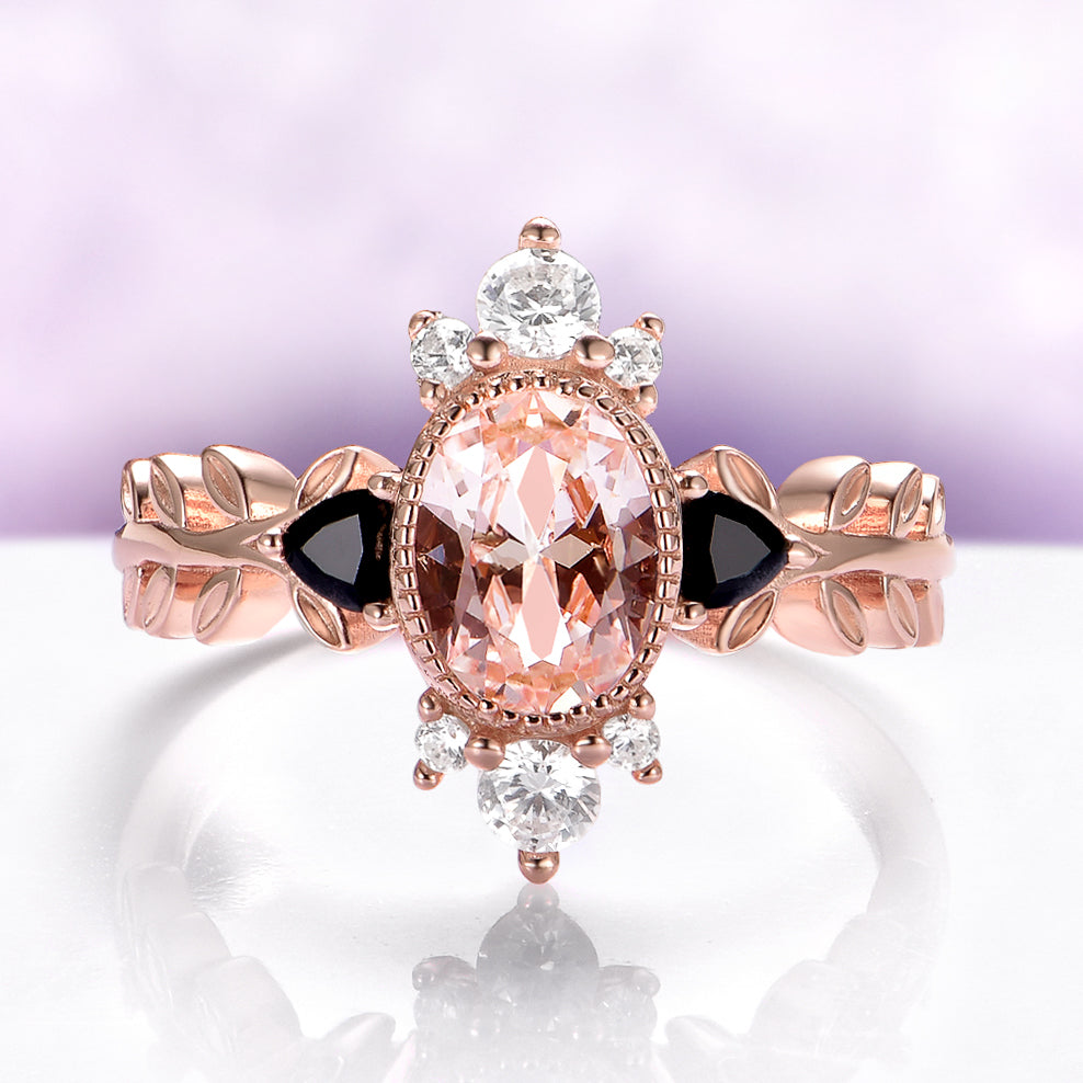 Morganite Engagement Ring | Solid 14K Rose Gold Onyx – Aquamarise