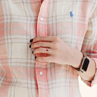 Cordelia Oval Cut Lab-Grown Ruby Ring in 14K Yellow Gold Vermeil