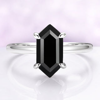 Black Onyx Hexagon Ring in Sterling Silver