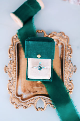 Green Moss Agate & Fire Opal Couples Ring Set