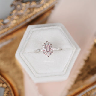 Art Deco Morganite Engagement Ring in Sterling Silver