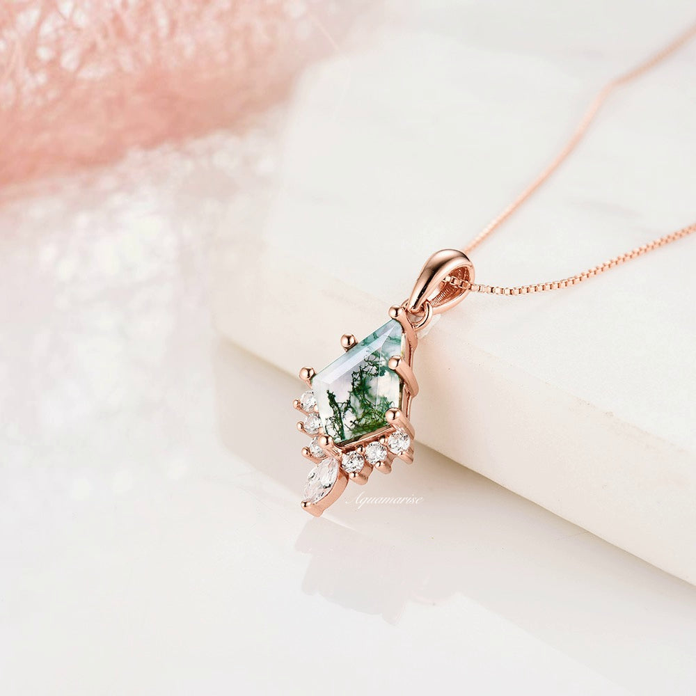 Skye Kite™  Kite Green Moss Agate Necklace- 14K Rose Gold Vermeil