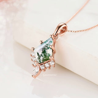 Skye Kite® Green Moss Agate Pendant Necklace in 14K Rose Gold Vermeil