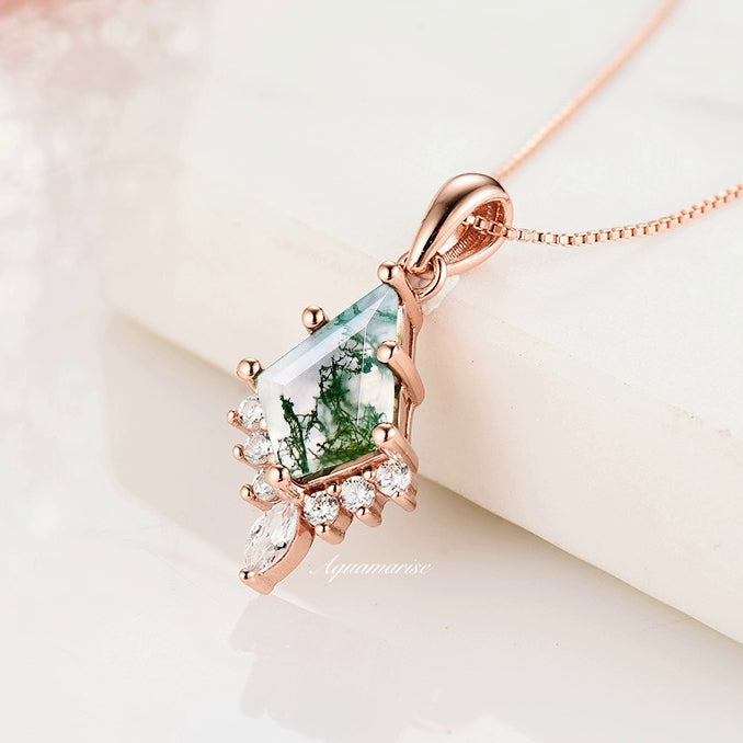 Skye Kite™  Kite Green Moss Agate Necklace- 14K Rose Gold Vermeil