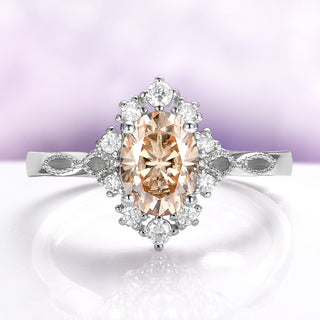 Champagne Moissanite Engagement Ring in Sterling Silver