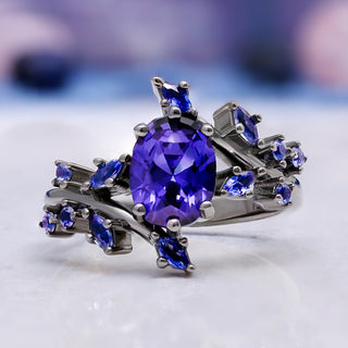 Cornflower Sapphire & Orion Nebula™ Couples Ring Set