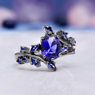 Cornflower Sapphire & Orion Nebula™ Couples Ring Set