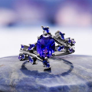 Cornflower Sapphire & Orion Nebula™ Couples Ring Set