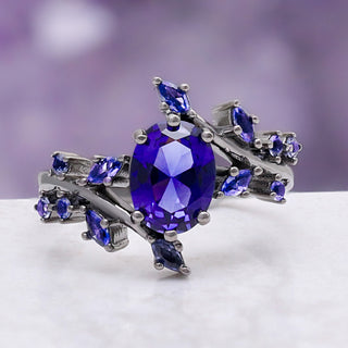 Cornflower Sapphire & Orion Nebula™ Couples Ring Set