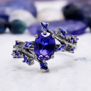 Cornflower Sapphire & Orion Nebula™ Couples Ring Set