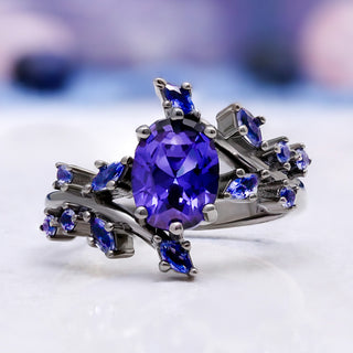 Cornflower Sapphire & Orion Nebula™ Couples Ring Set