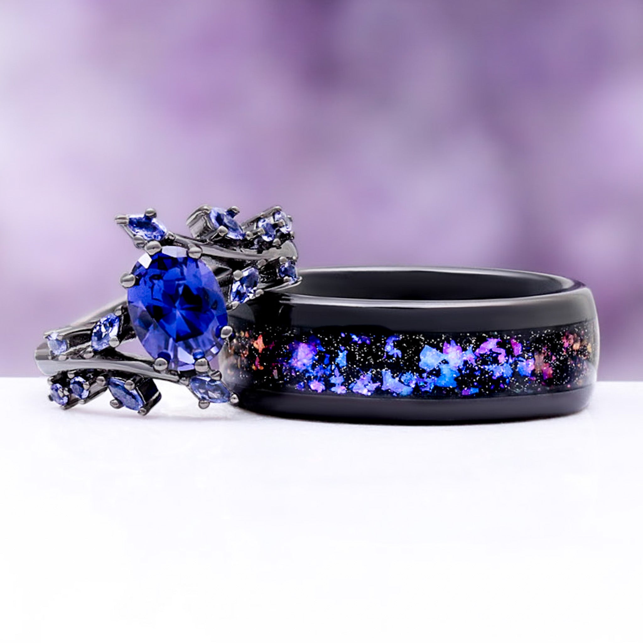 Orion Nebula™ Wedding Band- 8MM Black Tungsten – Aquamarise