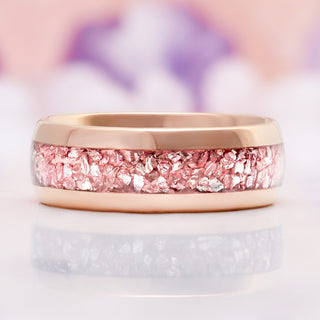 Crushed Morganite Men's Ring, 8mm, by Aquamarise, side profile view