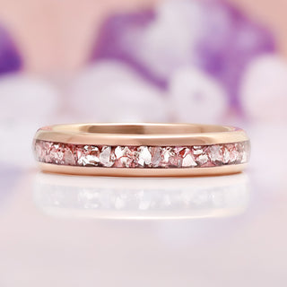 Crushed Morganite Wedding Band in Rose Gold Tungsten Carbide (4mm)