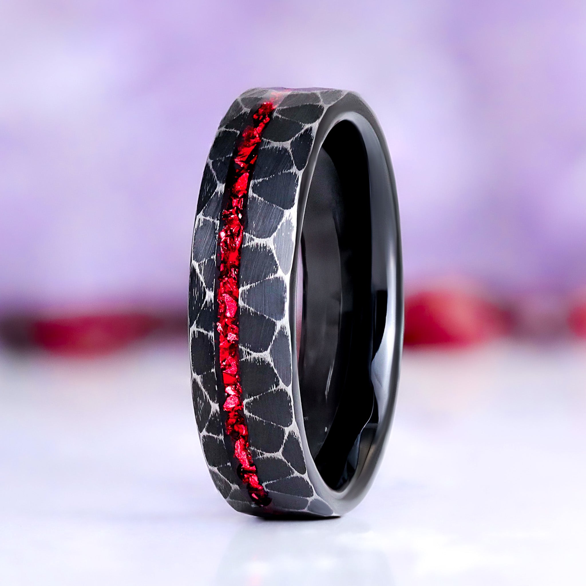 Red Garnet Dragon Ring | 6mm Black Tungsten – Aquamarise