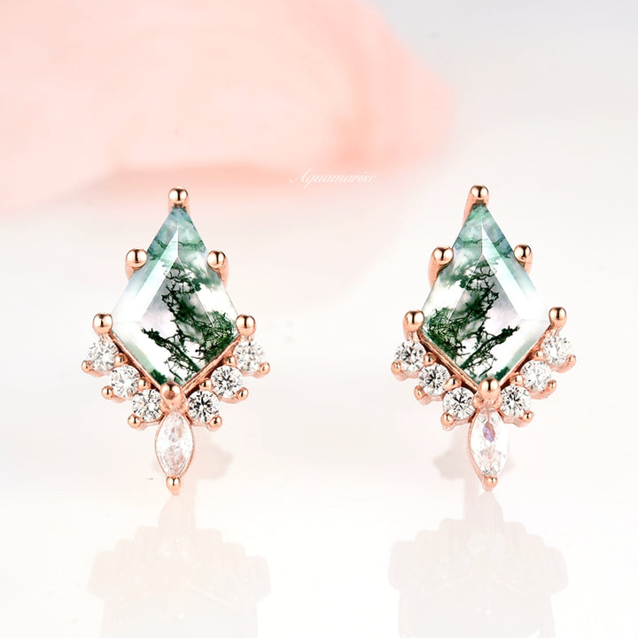 Skye Kite™  Kite Green Moss Agate Earrings- 14K Rose Gold Vermeil