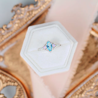 Esme Aquamarine and Opalescent Sapphire Ring in Sterling Silver