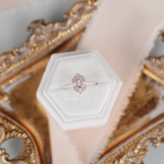 Art Deco Morganite Engagement Ring in Sterling Silver