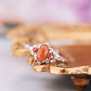 Esme Red Goldstone & Orange Sapphire Ring in Sterling Silver