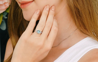 Aquamarine & Crescent Moonstone Ring in Sterling Silver