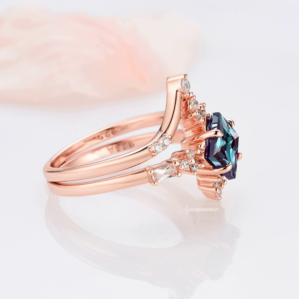 Alexandrite Ring Set- 14K Rose Gold Vermeil