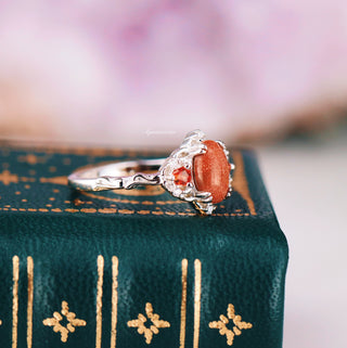 Esme Red Goldstone & Orange Sapphire Ring in Sterling Silver