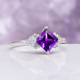 Ellie Princess Cut Amethyst Engagement Ring in 14K White Gold