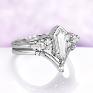 Elongated Hexagon Lab Diamond Engagement Ring Set in 14K White Gold (IGI Certified)