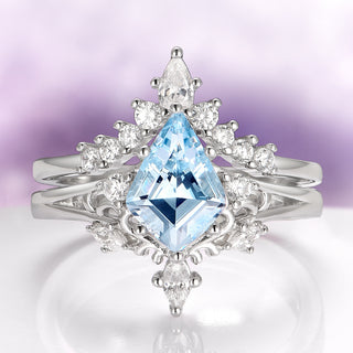 Elowen Kite Cut Aquamarine Engagement Ring Set in Sterling Silver