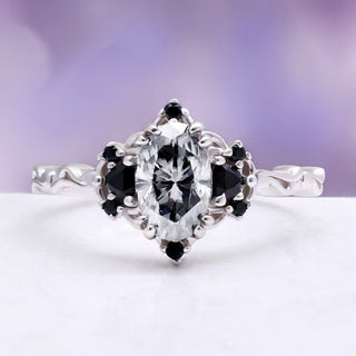 Esme Gray Moissanite & Black Onyx Ring in Sterling Silver