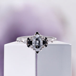 Esme Gray Moissanite and Meteorite Couples Ring Set